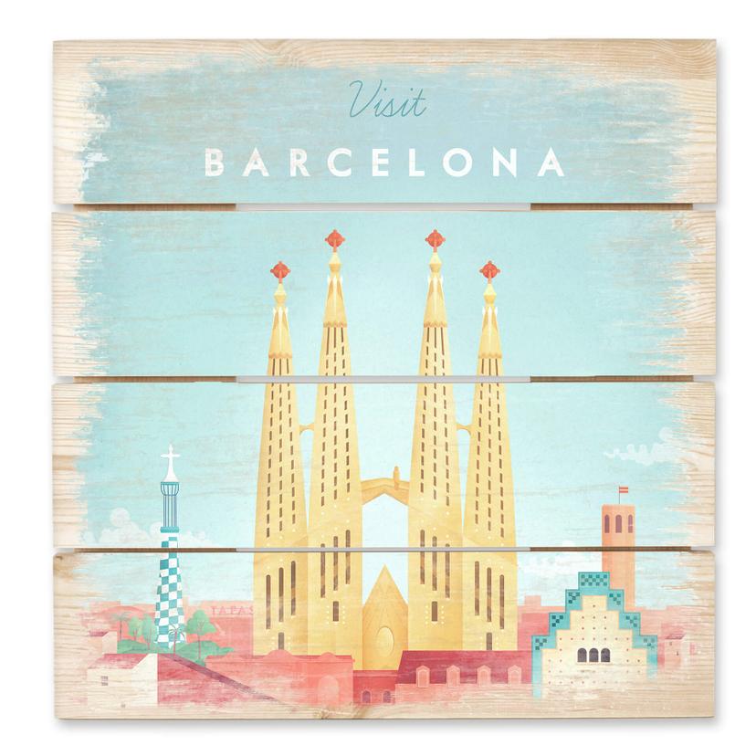 Cuadro de madera Rivers - Barcelona - 40x41,5 cm