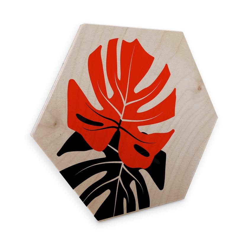 Hexagone - Placage bois de bouleau Kubistika - Duo de Monstera