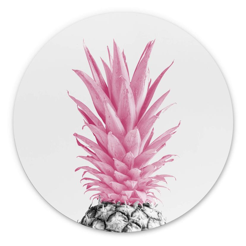 Vægcirkel 1X Studio - Pink Pineapple – print på aluminium (Alu-Dibond)