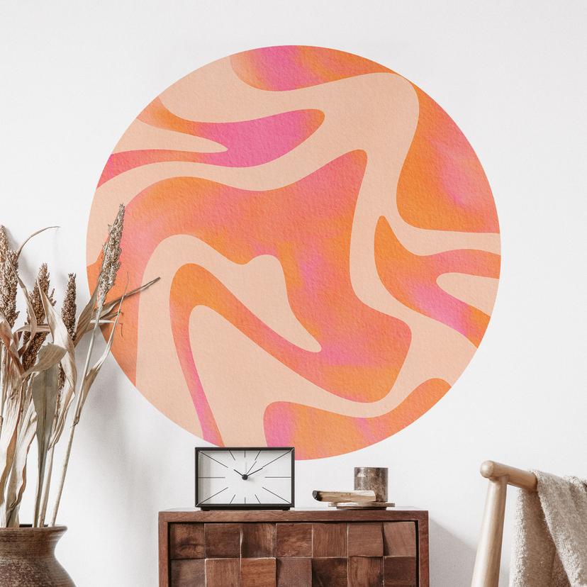 Wall Sticker Abstrakte bølger i ferskenfarve - Bloom