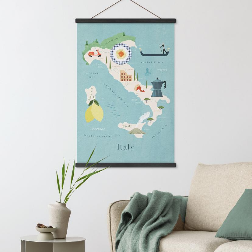 Poster tessile Mappa dell'Italia - Rivers