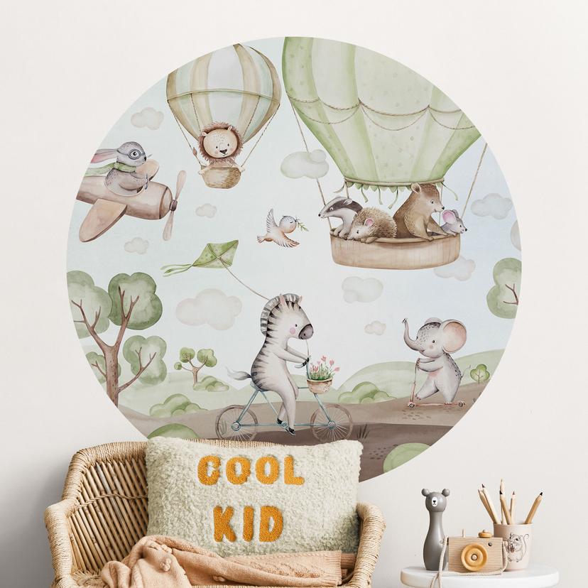 Wallsticker til børneværelset Ballontur med dyrevennerne - Kvilis - Round