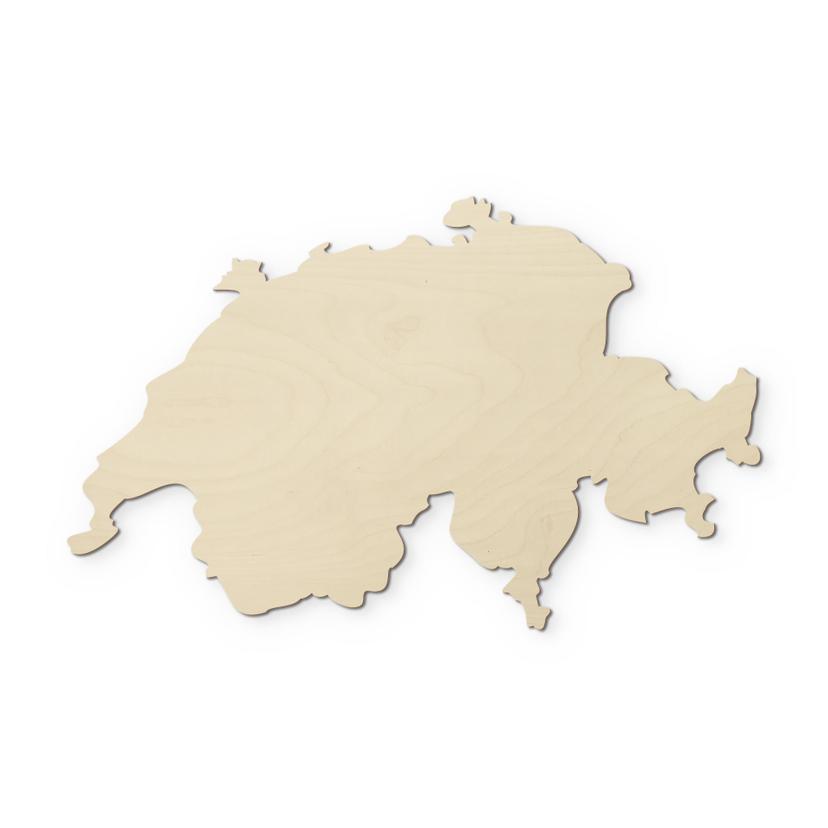 Decoro in legno mappa Svizzera - Pioppo