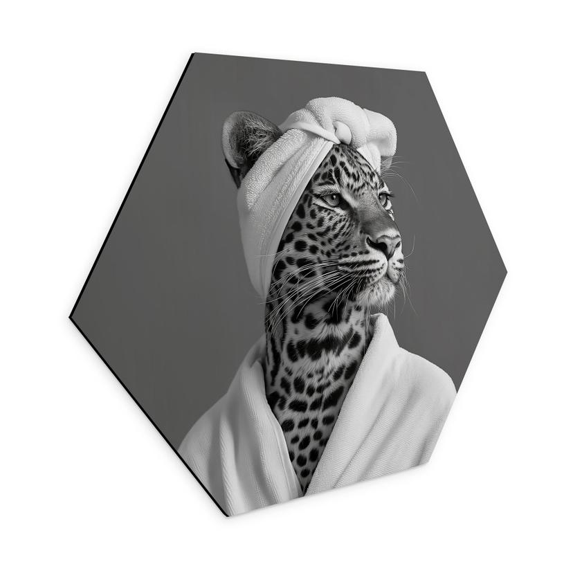 Sekskantet Billede Royale Spa time-out med leopard - Rahner - aluminium dibond