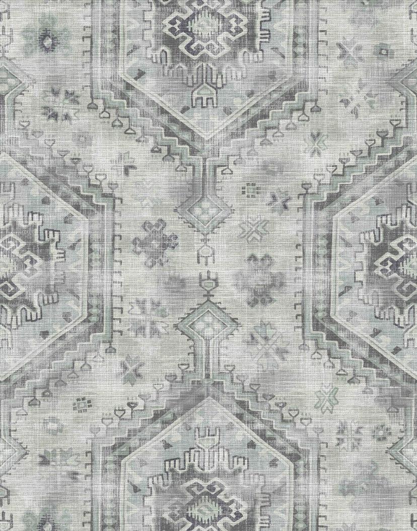 Papier peint photo Échantillons de tapis d'Orient vintage gris dans le style ethnique moderne 2,7 x 2,12 m