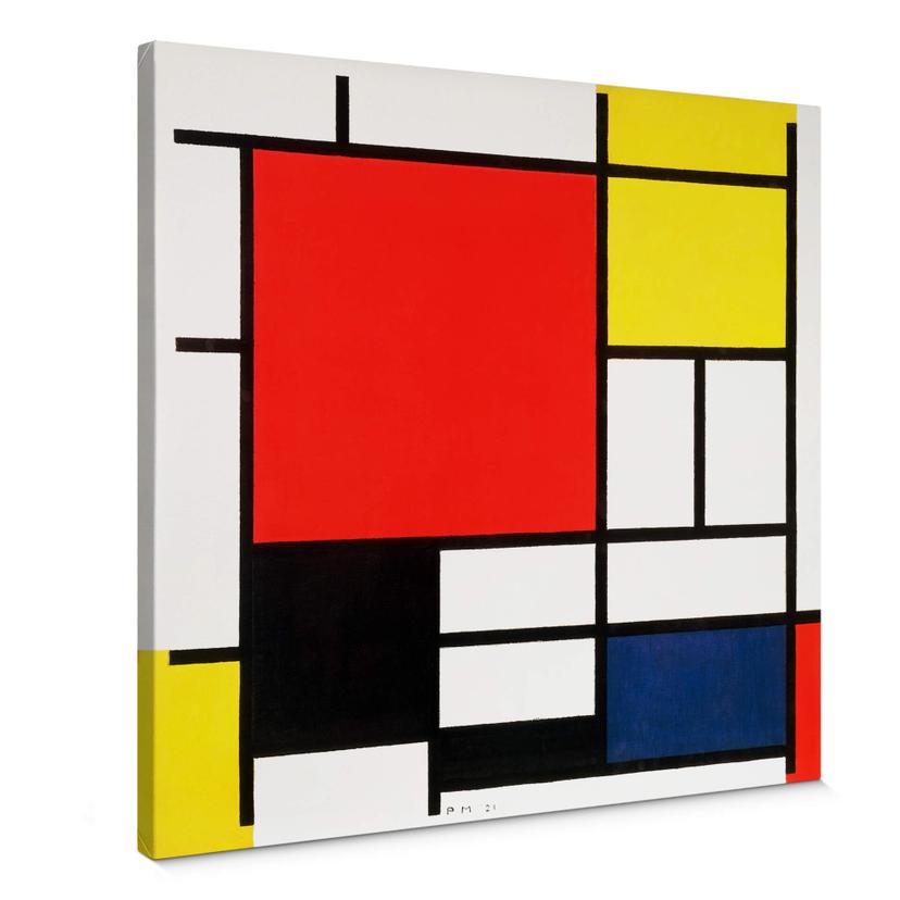 Lienzo Mondrian - Composición con rojo amarillo azul y negro - Cuadrado