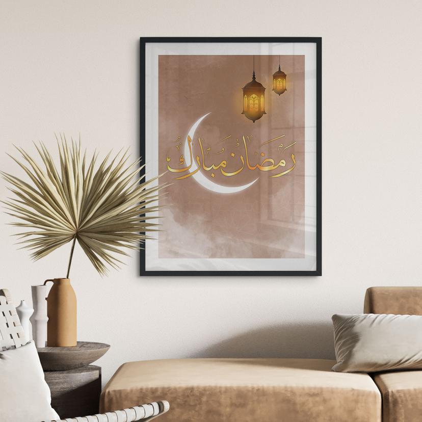 Poster Ramadan Mubarak con lanterne