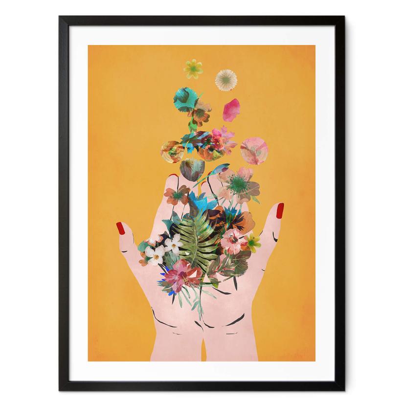 Poster Treechild - Färgglada blommor i Fridas händer