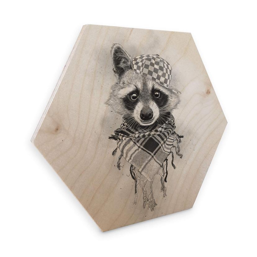 Hexagon - Berkenfineer Kools - zilver effect Rocco Racoon