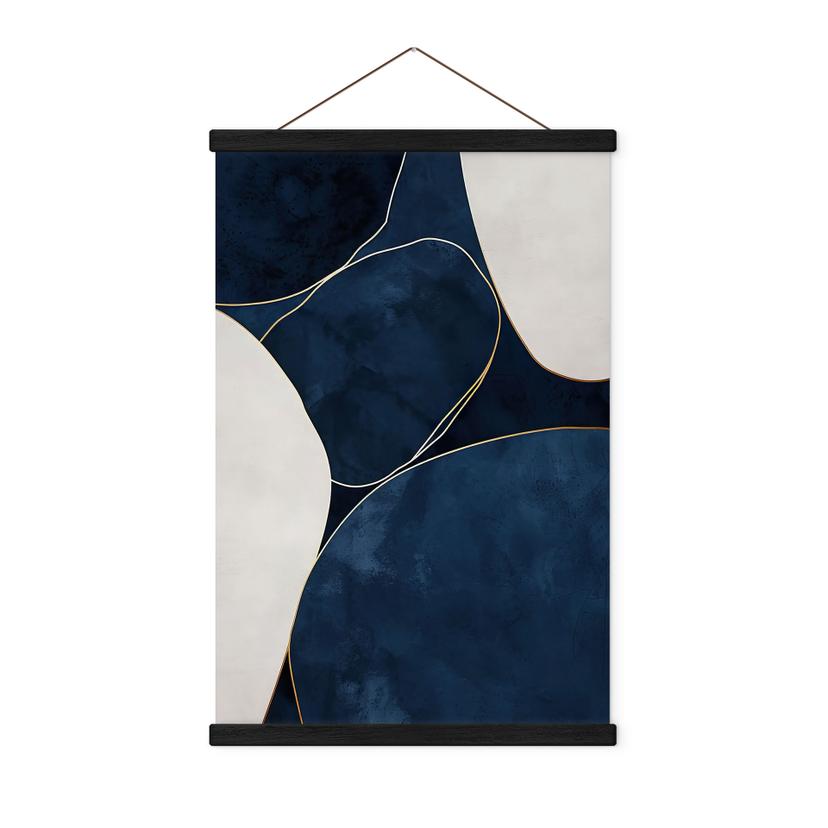 Póster de tela Equilibrio geométrico en azul y blanco - Paksoylu
