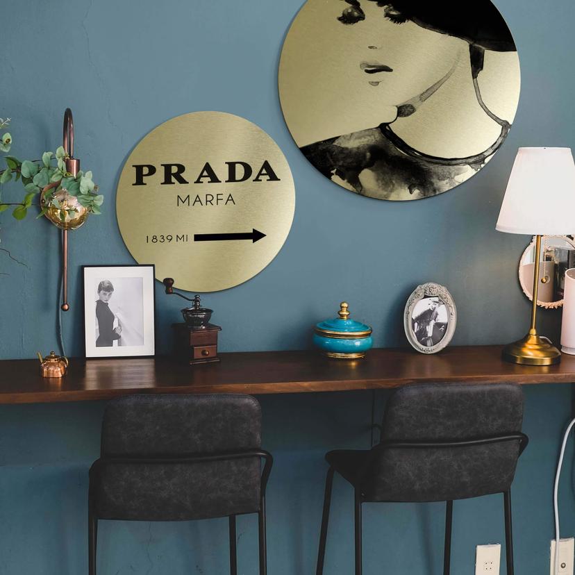 Alu-Dibond mit Goldeffekt - Prada Marfa Set - Rund (2-teilig)