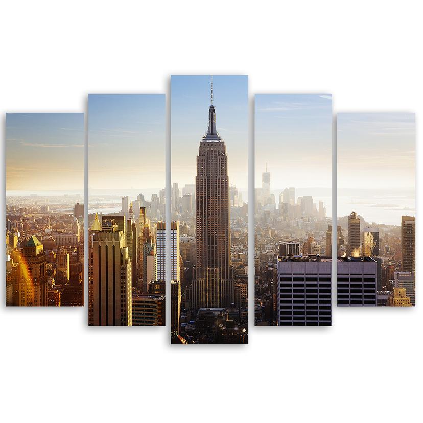 Stampa su tela 5 pezzi, New York Manhattan City