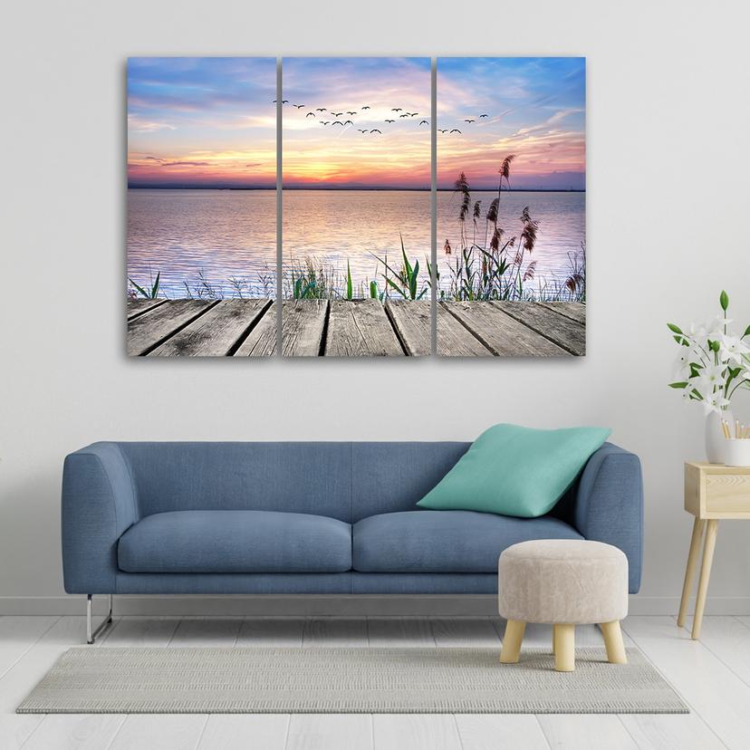 Stampa su tela 3 pezzi, Jetty Beach Sunset