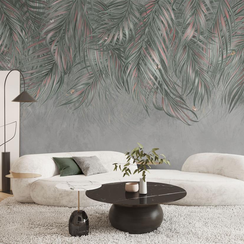 Botany Fotobehang exotische palmbladeren roze-groen - Ms Tiff