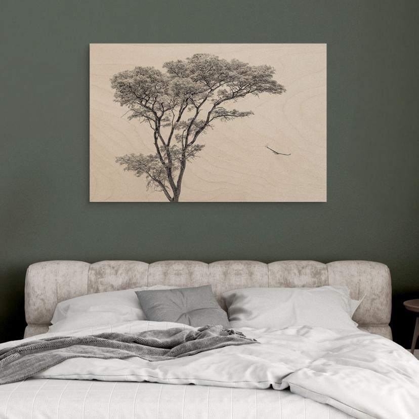 Cuadro de madera Arbol minimalista en un paisaje tranquilo - Flour