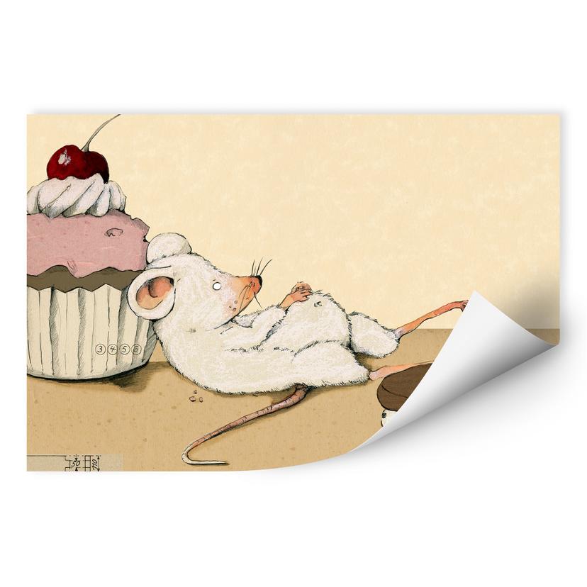 Wallprint Loske - Maus mit Muffin