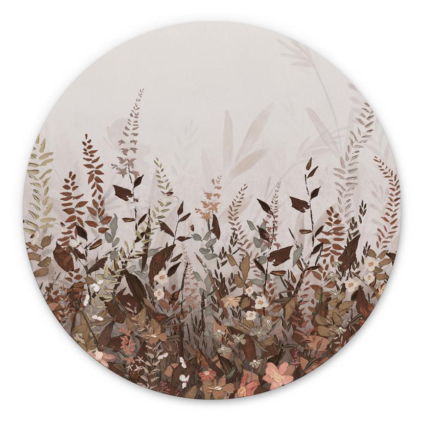 Tableau sur alu-Dibond rond Prairie de fleurs vintage - Lane