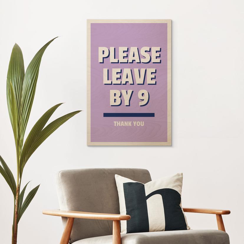 Stampa su legno Please leave by 9 - Fritsch