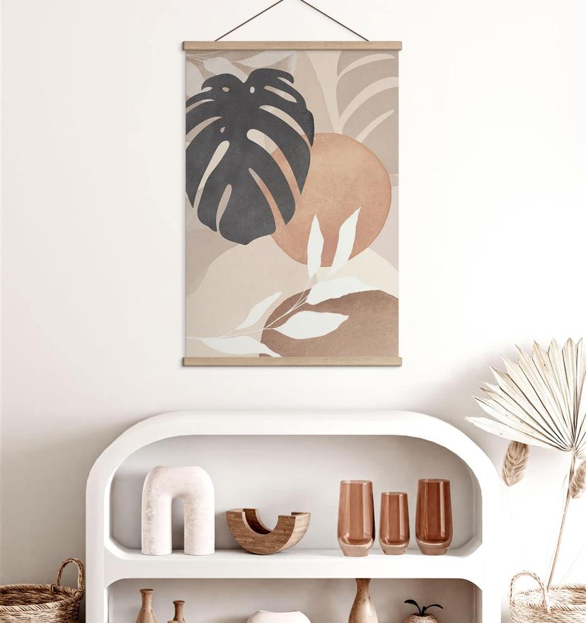 Boho monstera växt Textil poster i naturliga färger - Melloi Art Prints