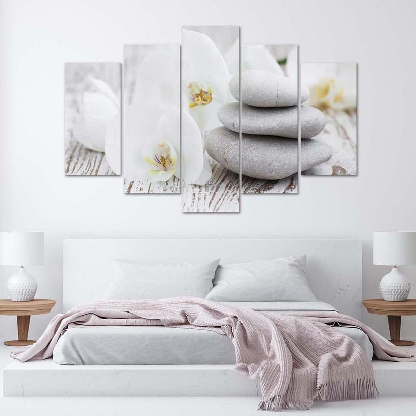 Stampa su tela 5 pezzi Orchid Zen Spa Stones