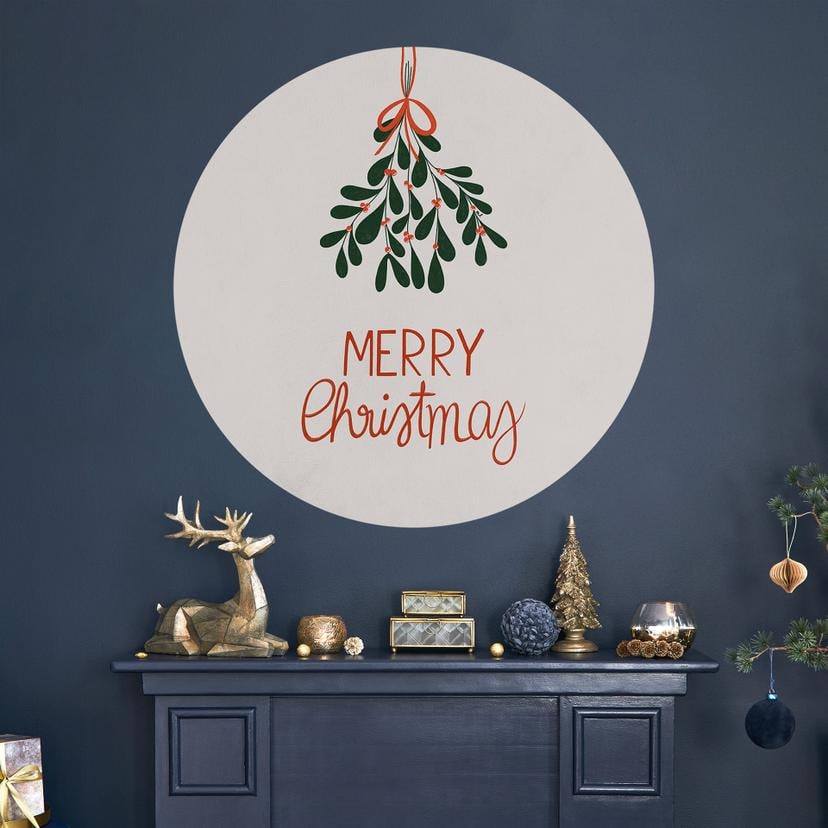 Jule Wallsticker - Glædelig jul med mistelten - Lisboa - Round