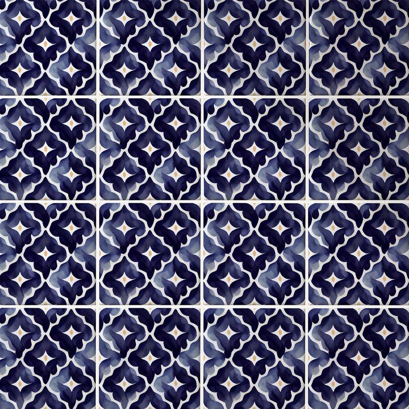 Azulejos Adhesivos acuarela flores azul - Treechild - lote de 12