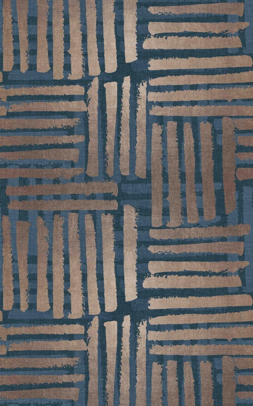 Fototapet Abstrakt stribemønster i blå og beige i børstelook 3,4 x 2,12 m