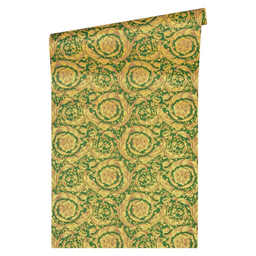 Versace Papier peint de designer - Vert, Métallisé