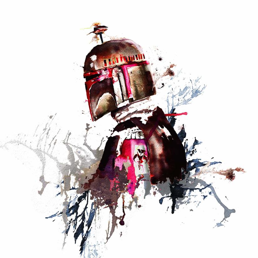 Vlies Fototapete - Star Wars Watercolor Boba Fett - 250 x 280 cm
