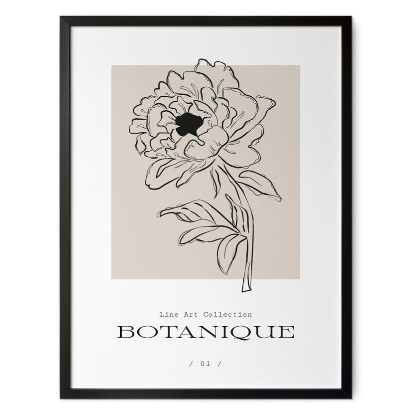 Plakat lineart blomst beige - Treechild