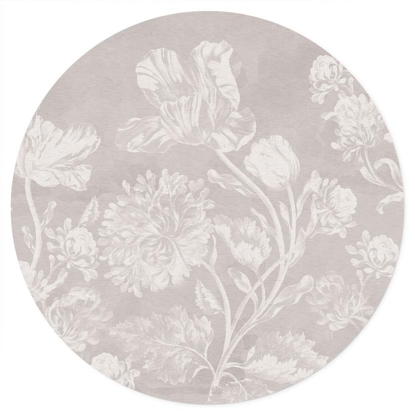 Blommig Wallsticker Wildflowers i kritlook Beige - Bloomery Decor - Rund