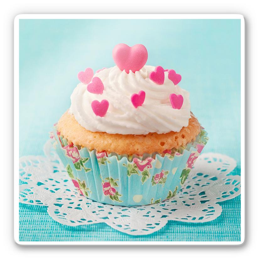 Glasbillede - Muffin med hjerter