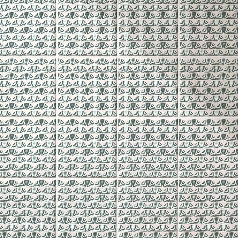 Azulejos Adhesivos Boho - abanico eucalipto - lote de 12