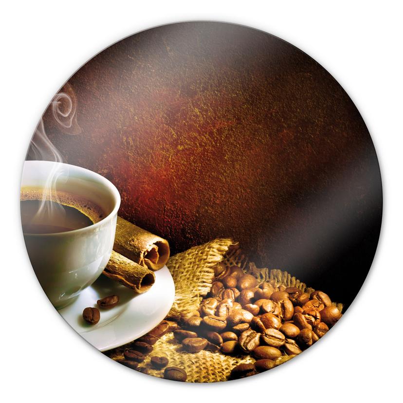 Tableau en verre - Café 1 - Rond