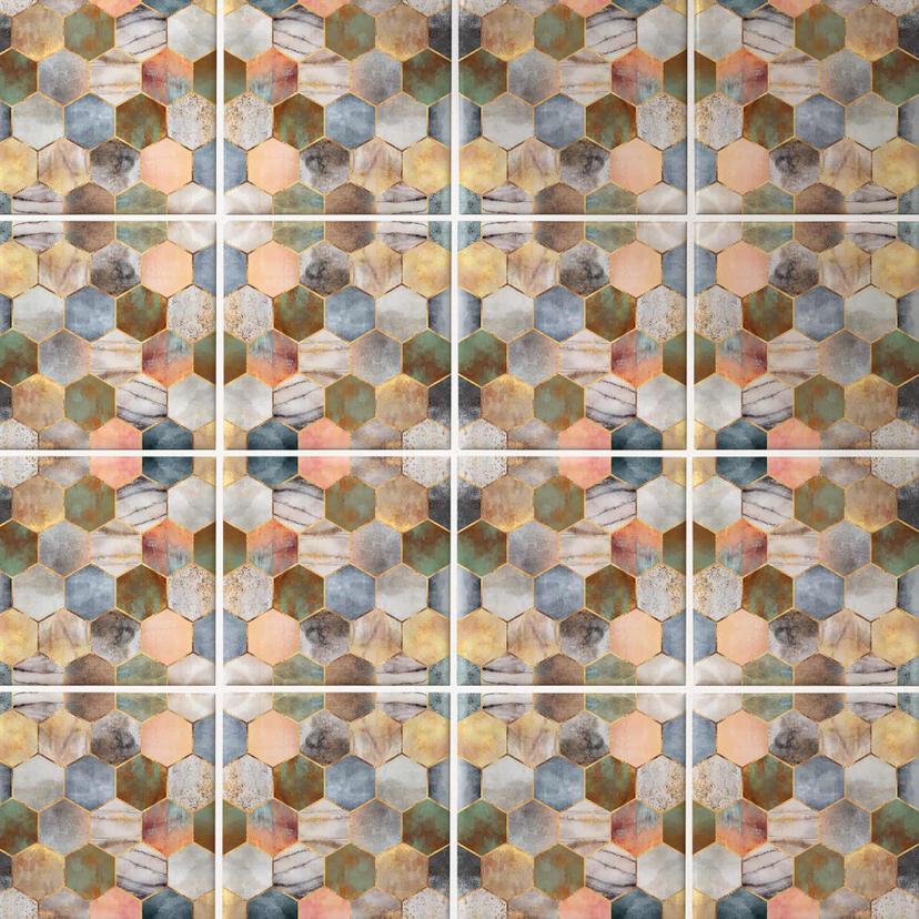 Azulejos Adhesivos Fredriksson - Hexágonos de nácar de colores - Lote de 12