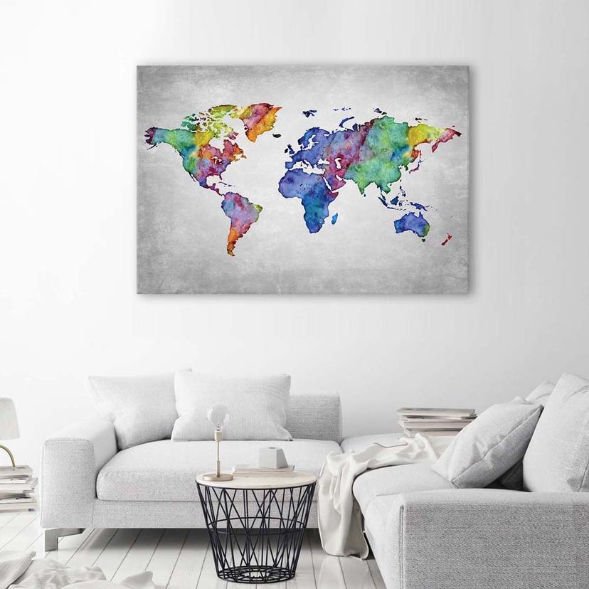 Stampe su tela, Mappamondo multicolore