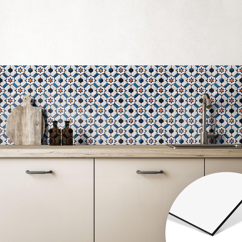 Küchenrückwand Geometrisches Muster mit Blumen - Treechild