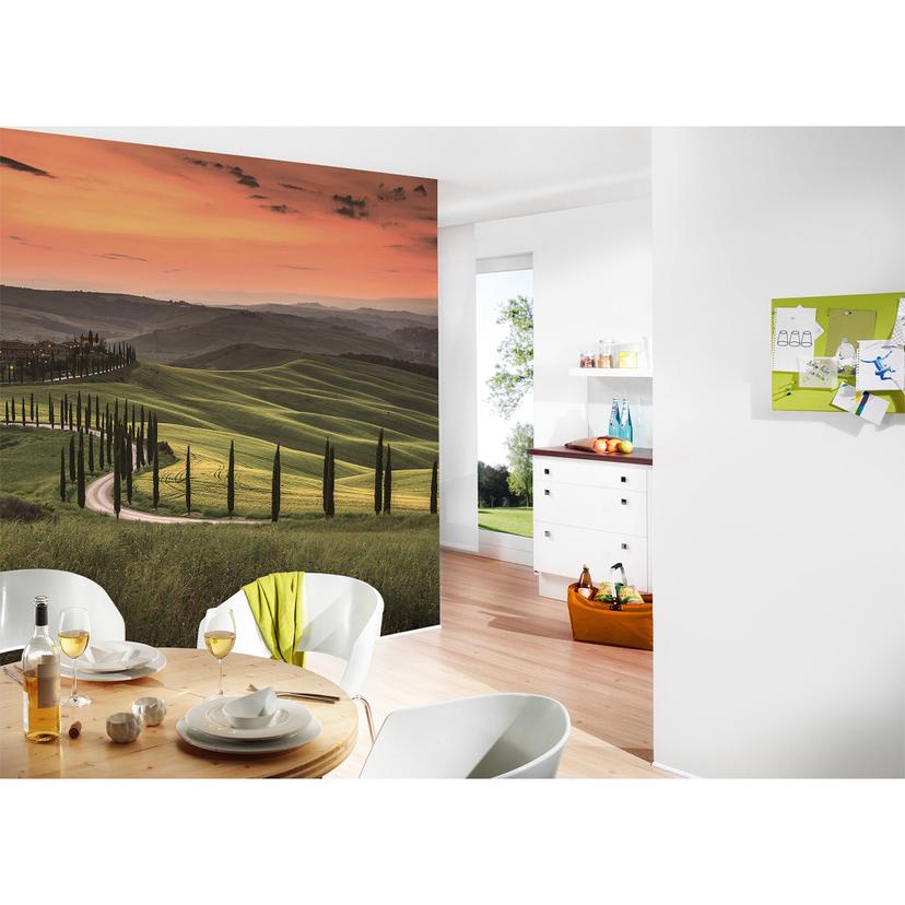 non-woven tapet Designwalls i grøn og orange Toscana Toscana landskab
