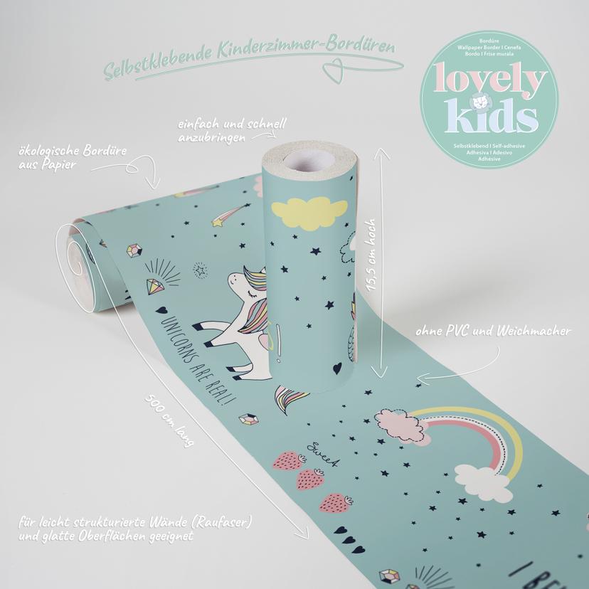 Bordo autoadesivo - Lovely Kids unicorni