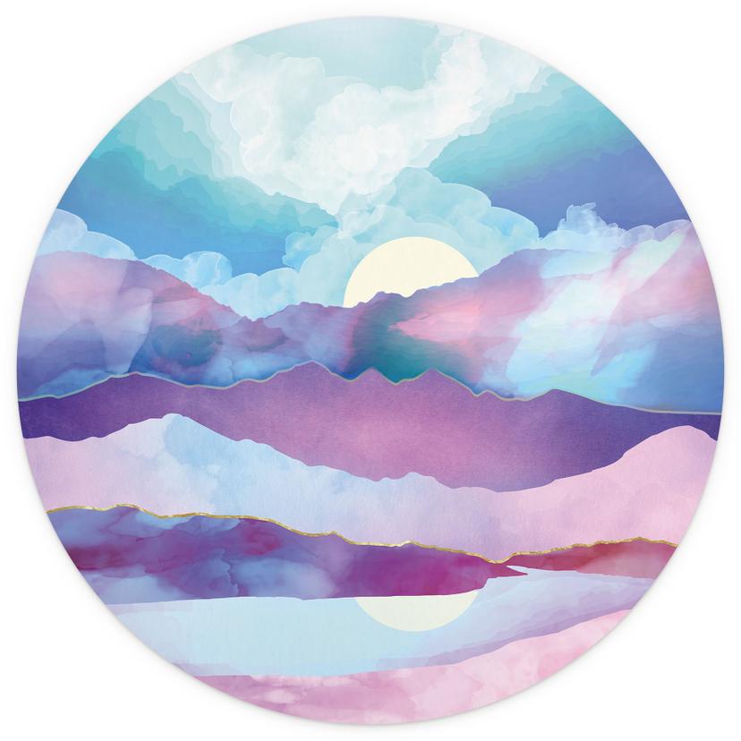 Fototapet med skimrande bergslandskap - SpaceFrog Designs - Round - non-woven tapet/självhäftande no