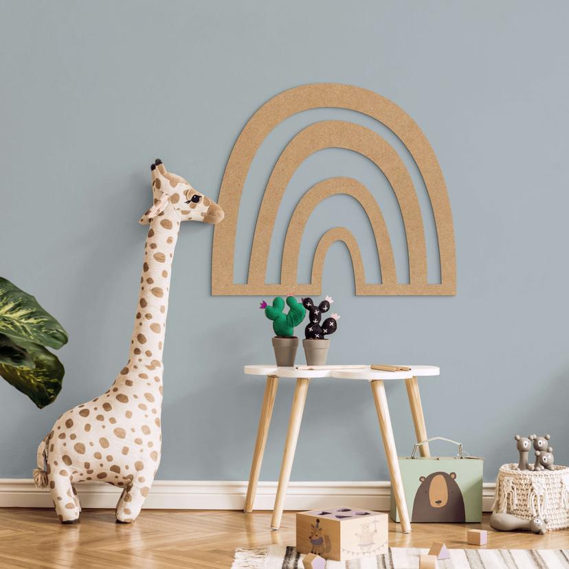 Decoración en madera para habitación infantil arco iris - MDF nature