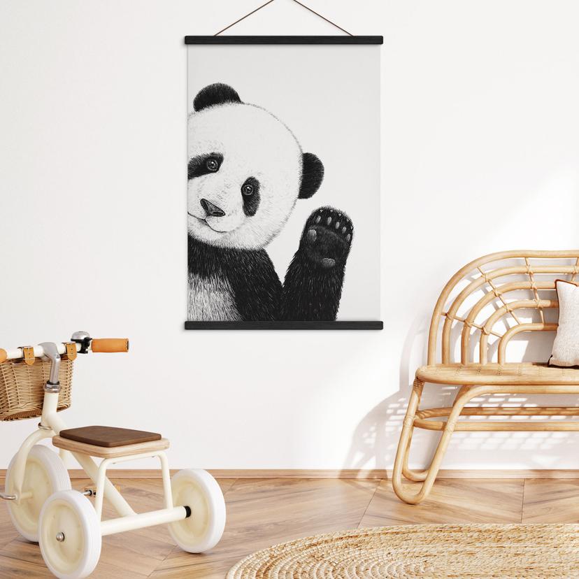 Stoffen afbeelding Wuivende panda - Korenkova