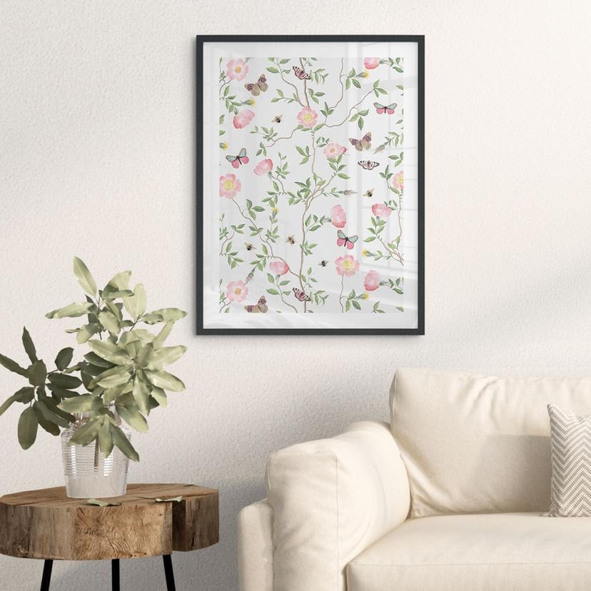 Poster Rosa julrosor på våren - UN Designs