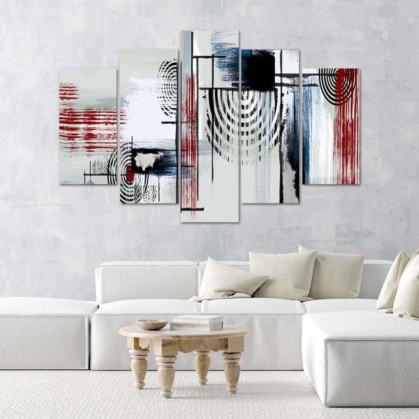 Stampa su tela 5 pezzi Astratto rosso grigio