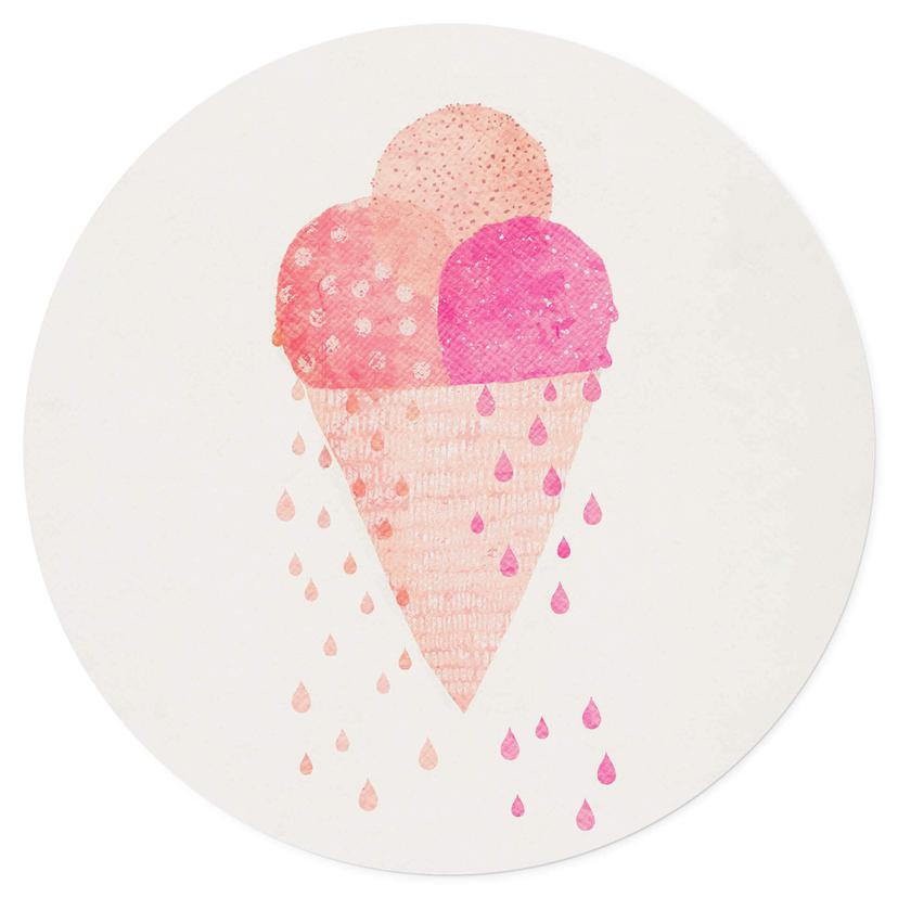 Adesivo murale Treechild - Tre palline di gelato in estate - Rotondo