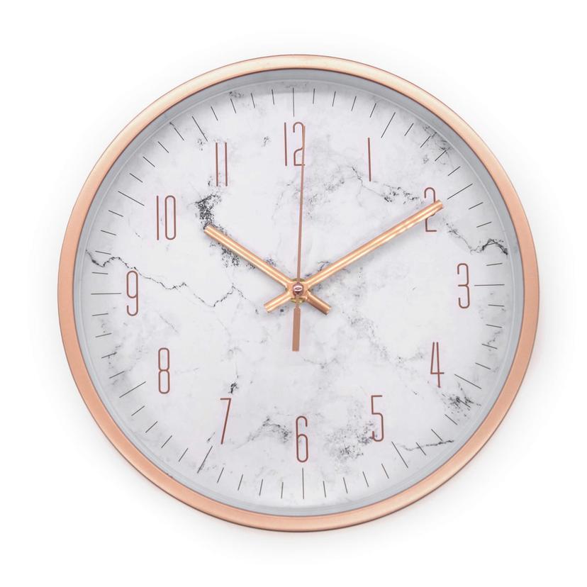 Wanduhr Kunststoff Rosé-Marmor-Optik Ø25 cm