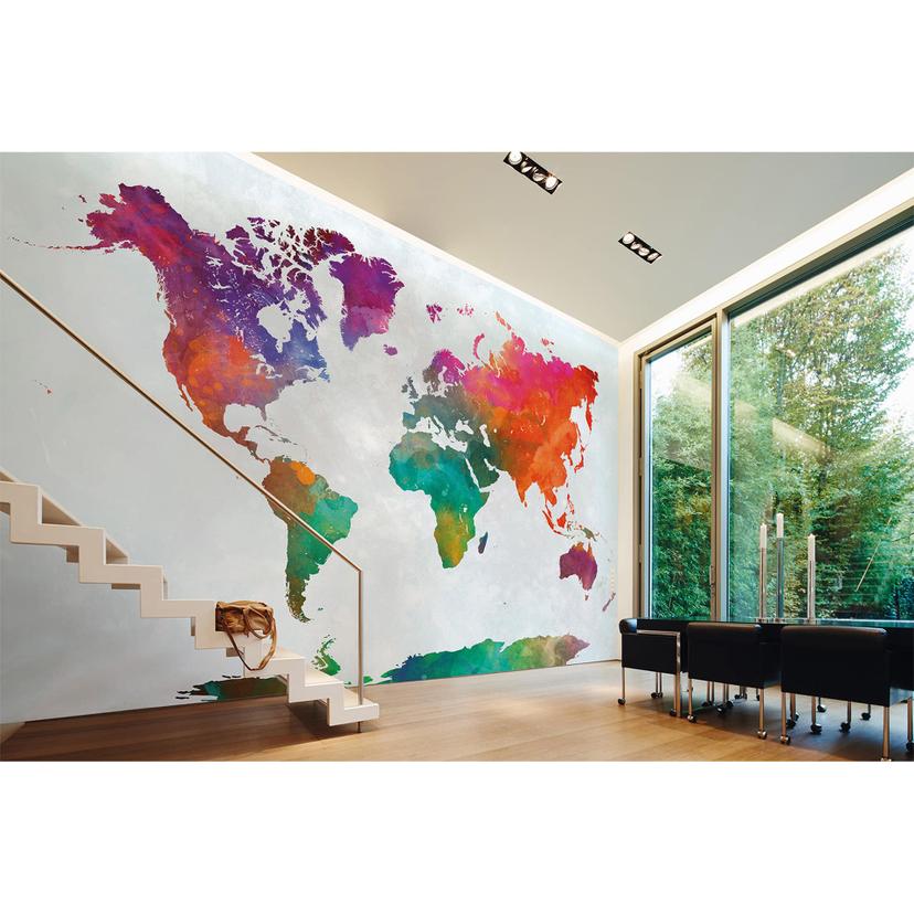 non-woven tapet GlobalMapDesignwalls i farverige og grå