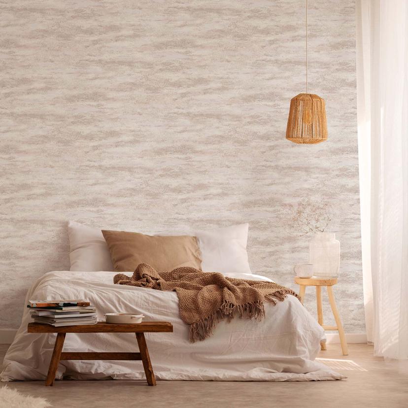 Gipsoptik tapet hvid beige - non-woven tapet A.S. Création