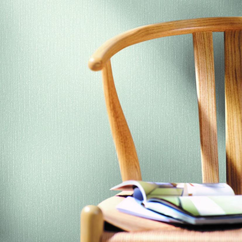 Papel pintado no tejido de líneas finas y textura ligera verde liso