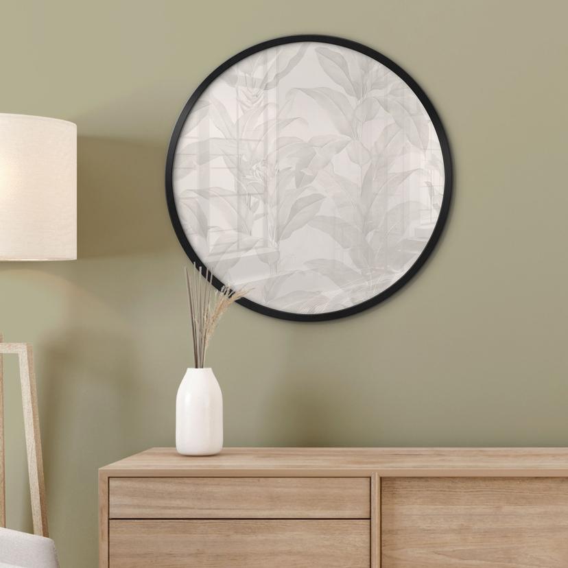 Poster Urban Jungle Tropical Leaves Crema - Decorazione floreale - Rotondo